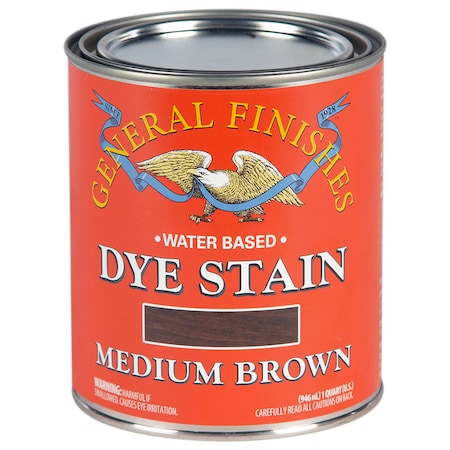 General Finishes 1 Qt Medium Brown Dye Stain Water-Based Wood Stain DQM